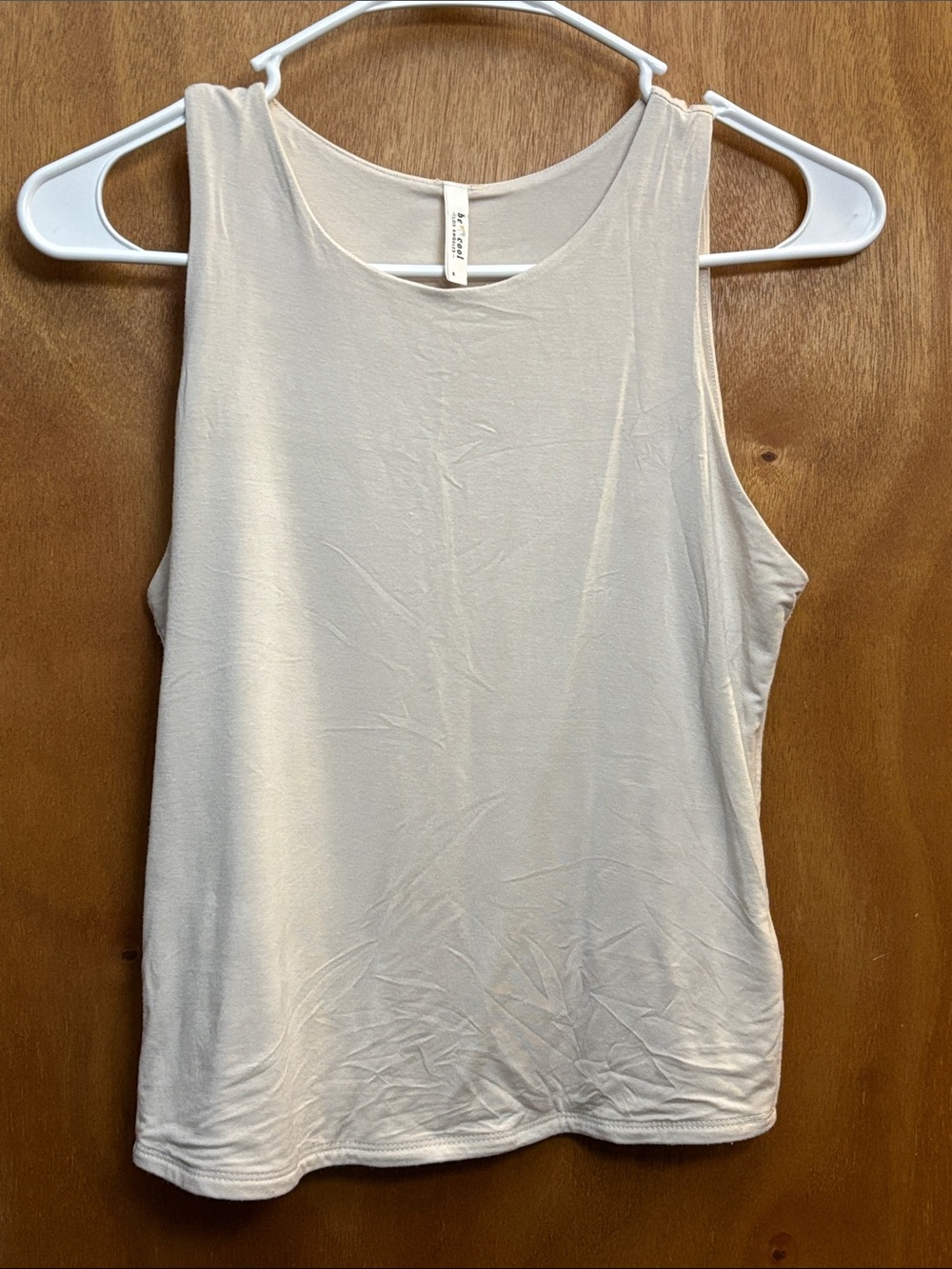 BE COOL Women's Tank Top in Light Cream - Sleeveless Crew Neck